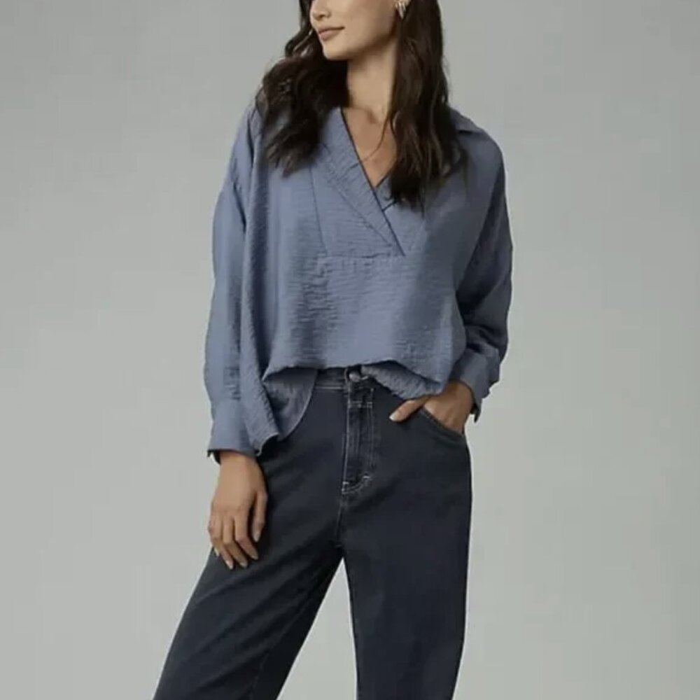 Anthropologie Dylon Long-Sleeve Wide-Placket